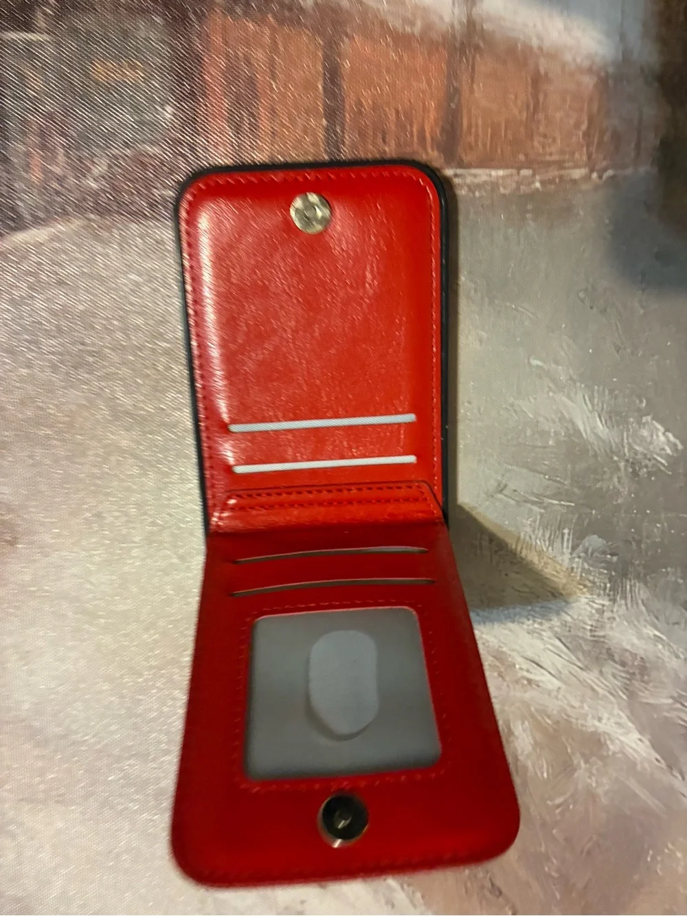 Red Leather Wallet Phone IPhone Case with Card Slot